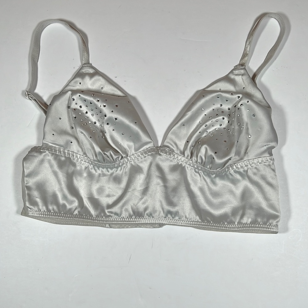 Victoria's Secret white and rhinestone studded bralini Sz XS